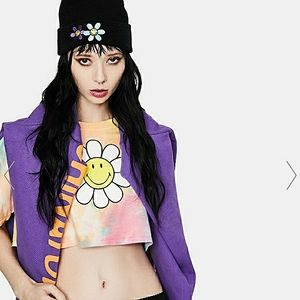 Dolls Kill Samii Ryan Daisy Black Flora Beanie